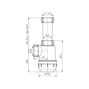 Сифон Ани Грот 1.1/2"х40 без выпуска