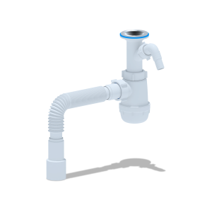 Сифон Ани Грот 1.1/2"х40 с литым вып.,c отводом д/стир.машины,с гибк.труб. 40х40/50