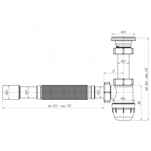 Сифон Ани mini "Юнг" д/умывальника 1.1/4"х32 с гибкой трубой 32х32/40