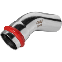 Угольник однораструбный Rommer 45&deg; ВПр-НПр, 28, из нержавеющей стали прессовой