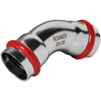 Угольник Rommer 45&deg; ВПр-ВПр, 28, из нержавеющей стали прессовой