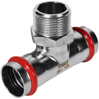 Тройник-переходник Rommer ВПр-НР, 28х1, из нержавеющей стали прессовой