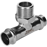 Тройник-переходник Rommer ВПр-НР, 18х3/4, из нержавеющей стали прессовой