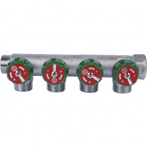 Коллектор регулирующий хром. 3/4", 4 отвода 3/4"ЕК STOUT