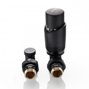 Комплект терморегулирующего оборудования для радиатора угловой 1/2 ", черный