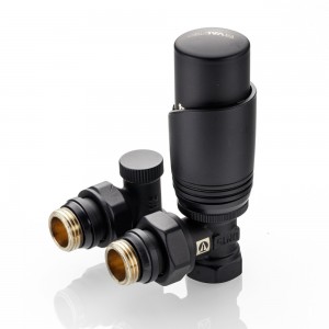 Комплект терморегулирующего оборудования для радиатора угловой 1/2 ", черный