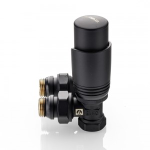 Комплект терморегулирующего оборудования для радиатора угловой 1/2 ", черный