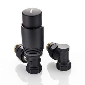 Комплект терморегулирующего оборудования для радиатора угловой 1/2 ", черный