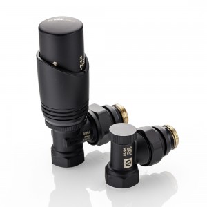 Комплект терморегулирующего оборудования для радиатора угловой 1/2 ", черный