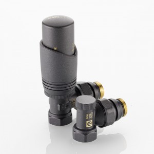 Комплект терморегулирующего оборудования для радиатора угловой 1/2 ", серый