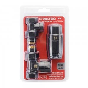 Комплект терморегулирующего оборудования для радиатора прямой 1/2 ", черный