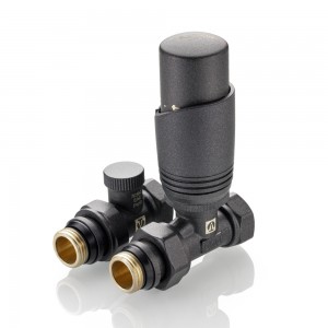 Комплект терморегулирующего оборудования для радиатора прямой 1/2 ", серый