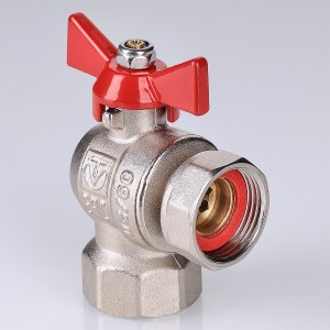 Кран шаровой BASE угловой с накидной гайкой 1/2" вн.-вн. (короткий)