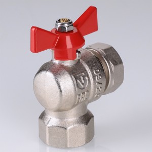 Кран шаровой BASE угловой с накидной гайкой 1/2" вн.-вн. (короткий)