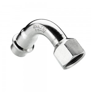 Отвод 90* с переходом на вн. р., нерж. сталь 15х1/2"