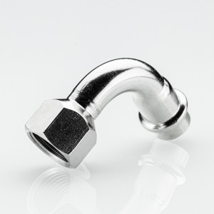 Отвод 90* с переходом на вн. р., нерж. сталь 15х1/2"