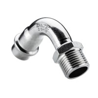 Отвод 90* с переходом на  нар. р., нерж. сталь 35х1"