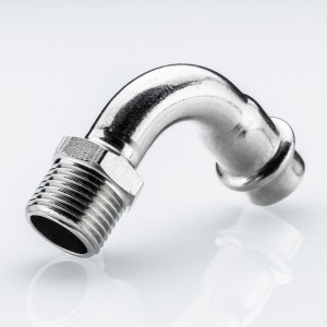 Отвод 90* с переходом на  нар. р., нерж. сталь 35х1"