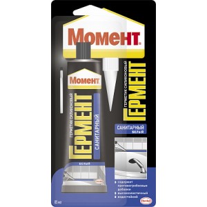 Герметик Силиконовый Санитарный "Момент Гермент" (белый), 85мл