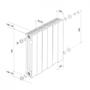 Дизайн-радиатор бимет. Royal Thermo PianoForte Silver Satin 500 x 100- 12 секц.