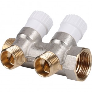 STOUT Коллектор распределительный 3/4", 2 отвода 1/2" плоское уплотнение