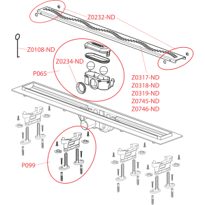 Канал дренажный ALCAPLAST Alcadrain 750*60 д.40мм APZ8-750 (решетка Simple Buble в компл.)